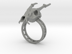 Muntjac Skull Ring (Size 10.5), Dragon Ring in Gray PA12