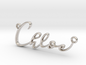 Chloe First Name Pendant in Rhodium Plated Brass