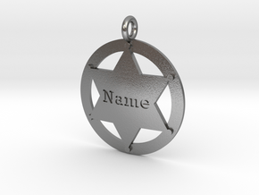 Sheriff's Star (6-point) Pet-Tag/Pendant (Thinner) in Natural Silver