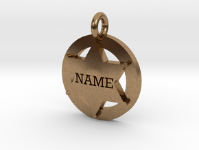 Small 6 point Sheriff's Star Pet Tag  in Natural Brass