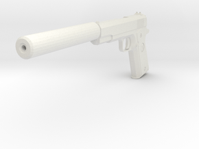 M1911 with Silencer Replica in White Natural Versatile Plastic