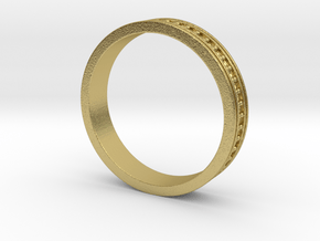 Channel ring with diamonds in Natural Brass