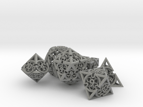 Gothic Rosette Dice Set in Gray PA12
