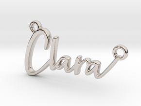 Clara First Name Pendant in Rhodium Plated Brass