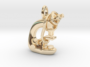 Snake on a Microscope Pendant in 14k Gold Plated Brass