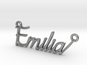 Emilia First Name Pendant in Natural Silver