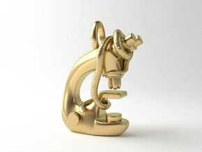 Snake on a Microscope Pendant in Polished Brass