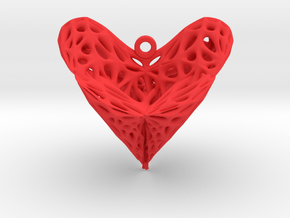 Roman Surface Heart Earring (002) in Red Processed Versatile Plastic