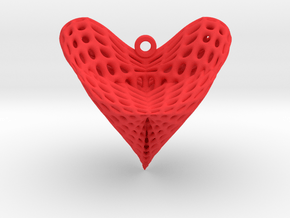 Roman Surface Heart Earring (001) in Red Processed Versatile Plastic