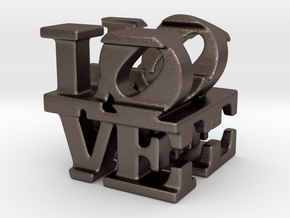 love/life - tiny (1cm) in Polished Bronzed Silver Steel