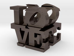 love/life - large (10cm) in Polished Bronzed Silver Steel