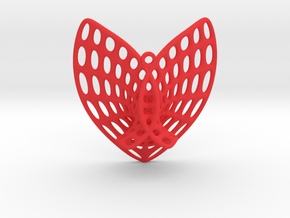 Enneper Surface Heart Earring (001) in Red Processed Versatile Plastic