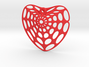DingDong Surface Heart Earring (001) in Red Processed Versatile Plastic