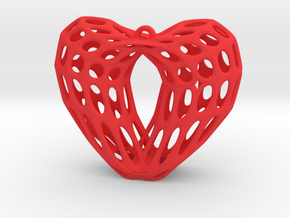Bohemian Dome Heart Earring (001) in Red Processed Versatile Plastic