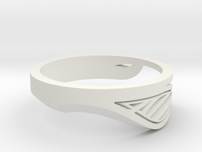 Modern Single Leaf Ring in White Premium Versatile Plastic
