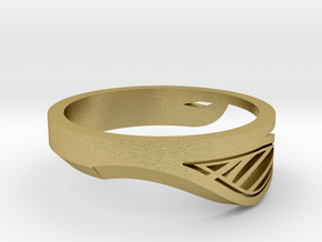 Modern Single Leaf Ring in Natural Brass