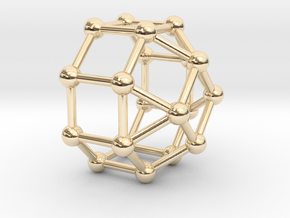 0772 J19 Elongated Square Cupola (a=1cm) #3 in 14k Gold Plated Brass