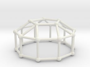 0774 J20 Elongated Pentagonal Cupola (a=1cm) #2 in White Natural Versatile Plastic