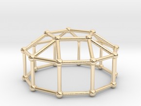 0774 J20 Elongated Pentagonal Cupola (a=1cm) #2 in 14k Gold Plated Brass