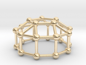 0775 J20 Elongated Pentagonal Cupola (a=1cm) #3 in 14k Gold Plated Brass