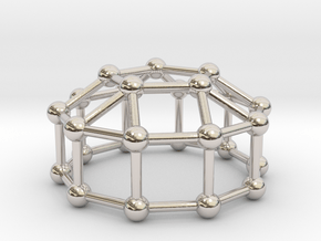 0775 J20 Elongated Pentagonal Cupola (a=1cm) #3 in Rhodium Plated Brass