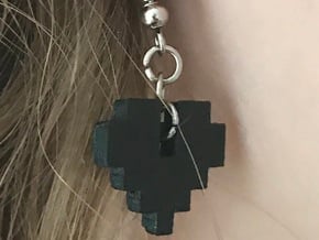 Pixel Heart Earring in Black Natural Versatile Plastic