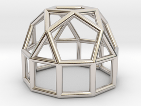 0776 J21 Elongated Pentagonal Rotunda (a=1cm) #1 in Rhodium Plated Brass