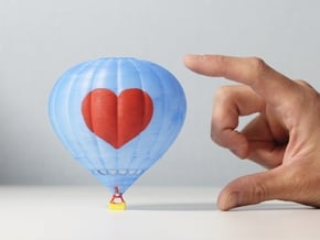 Hot Air Balloon with Heart (Unpainted) in White Natural Versatile Plastic