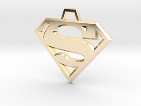 Superman Pendant in 14k Gold Plated Brass