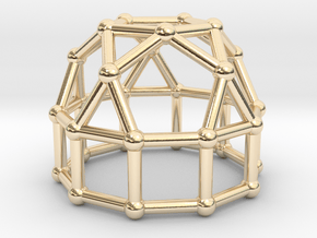 0777 J21 Elongated Pentagonal Rotunda (a=1cm) #2 in 14k Gold Plated Brass