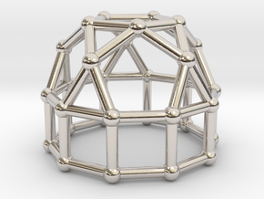 0777 J21 Elongated Pentagonal Rotunda (a=1cm) #2 in Rhodium Plated Brass