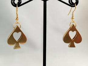 Ace Cutouts - Heart/Spade Earrings in Natural Brass