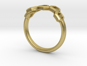 Slim Honeycomb Ring by BeeLove in Natural Brass: 4 / 46.5