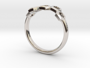 Slim Honeycomb Ring by BeeLove in Rhodium Plated Brass: 5.5 / 50.25