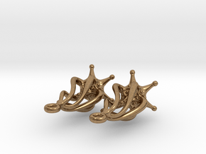 Twirldrop3 Silver Earrings in Natural Brass