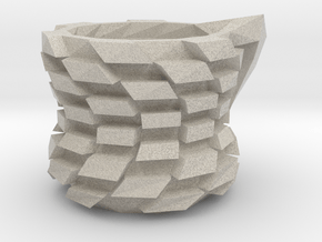 Twisted cubic vase in Natural Sandstone
