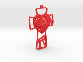 Voronoi Heart + Cross + Arrow Earring (001) in Red Processed Versatile Plastic