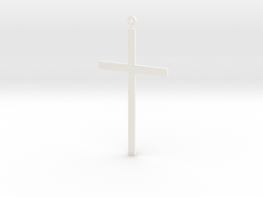 Pendant - Cross in White Processed Versatile Plastic