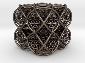 Cube of Life 2 x 2 x 2  in Polished Bronzed-Silver Steel
