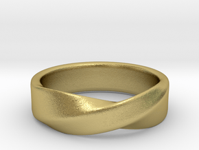 FLAT MOBIUS RING B in Natural Brass