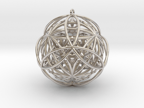 Stellated Vector Equilibrium 17 Ring Pendant 2.5"  in Rhodium Plated Brass