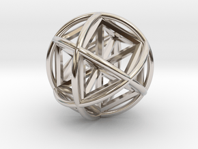 Vector EquilibriSphere w/Nested Vector Equilibrium in Rhodium Plated Brass