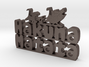 Hakuna Matata Sign in Polished Bronzed-Silver Steel