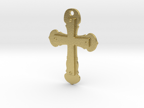 Double cross pendant in Natural Brass