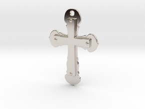 Double cross pendant in Rhodium Plated Brass
