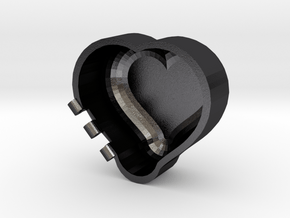 Rounded Heart Box in Polished and Bronzed Black Steel