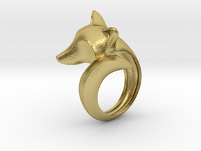 Stylish decorative fox ring in Natural Brass