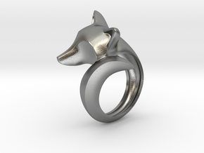 Stylish decorative fox ring in Natural Silver