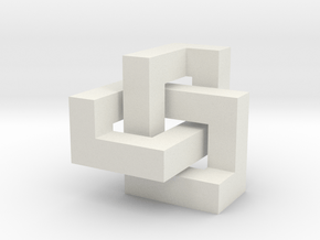 Cubic Trefoil Knot 1inch in White Natural Versatile Plastic