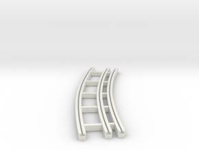 Dual Gauge Baulk Road RH Curve (N Scale) in White Natural Versatile Plastic